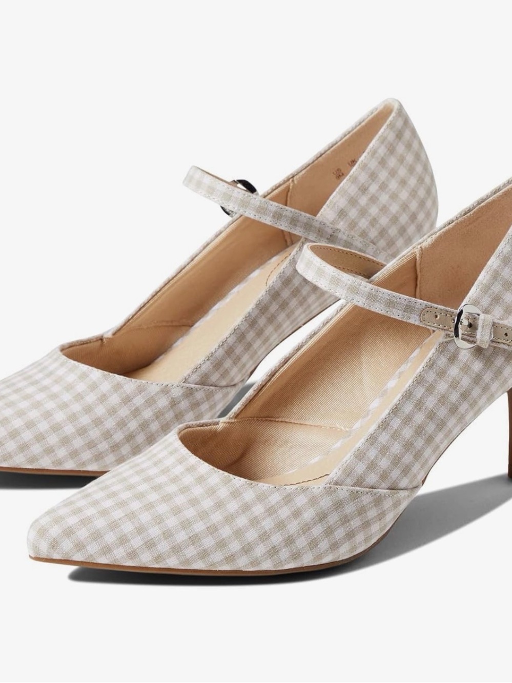 Life Stride Beige Gingham Mary Jane Pumps